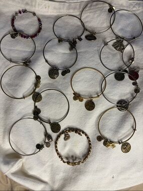 Alex and Ani Mixed Metal Charm Bangle Set - Silver and Gold Accents